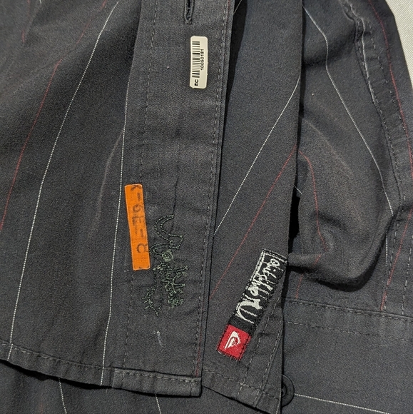 Vintage Quiksilver Men's Charcoal Gray Long Sleeve Collared Button Shirt Jacket - Picture 10 of 12
